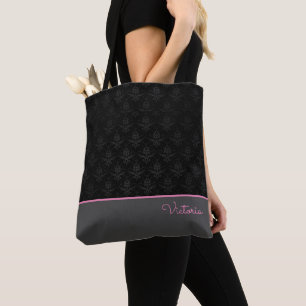 Black Floral Tote Bag