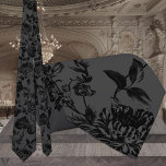 Black Floral Vine Wedding Charcoal Tie<br><div class="desc">A black floral wedding neck tie featuring a vintage black floral vine on a black background. The vine graphics have a transparent background so you may select a colour of your choice for the background,  instead of black,  in the Design Tool.</div>