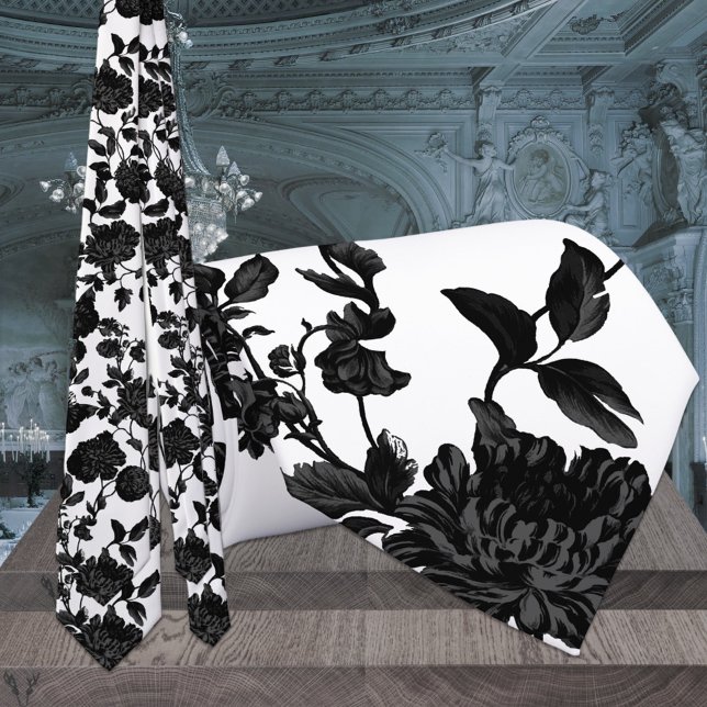 Black Floral Vine Wedding White Tie (Creator Uploaded)