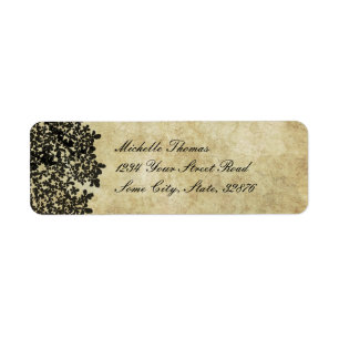 Black Floral Vintage Wedding Address