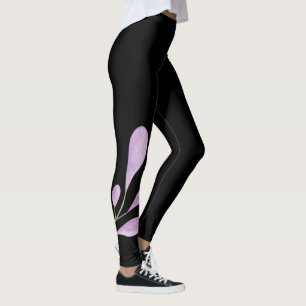 Black Floral Watercolor Yoga Pants