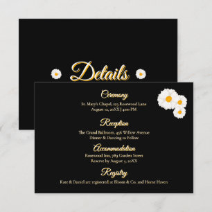 Black Floral Wedding Details Enclosure Card