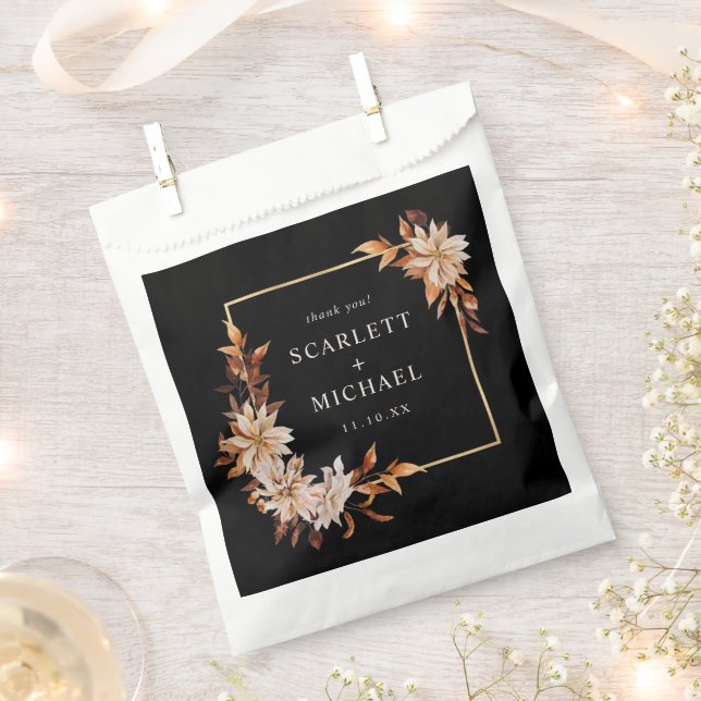 Black Floral Wedding Favour Bags (Clipped)