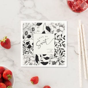 Black Floral Wedding Napkin