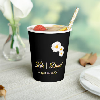 Black Floral Wedding Paper Cups