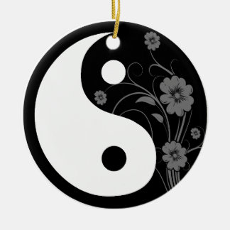 Black Floral Yin Yang Ceramic Tree Decoration