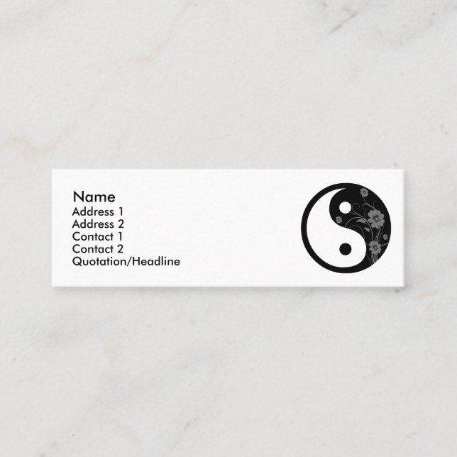 Black Floral Yin Yang Profile Card (Front)