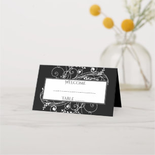Black Flourish Reception Place Card