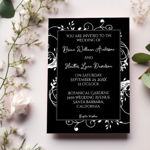 Black Flourish Wedding Invitation