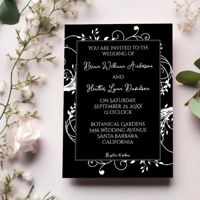 Black Flourish Wedding Invitation (Black Flourish Wedding Invitation)
