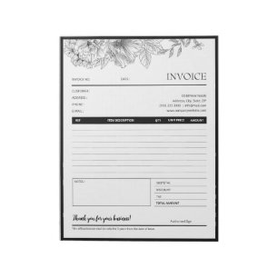 Black Flower Border Business Invoice Template Notepad