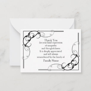 Black Flower Divider After Funeral Thank You Cards