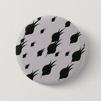 black flower in snow flakes 6 cm round badge
