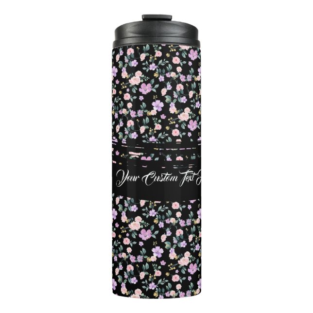 Black Flower Lady floral pattern Thermal Tumbler (Front)