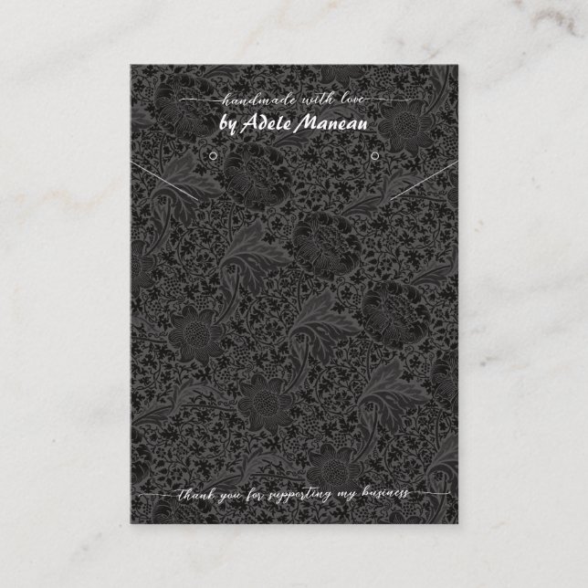 Black Flower Logo QR Code Necklace Earring Jewelle Business Card (Front)