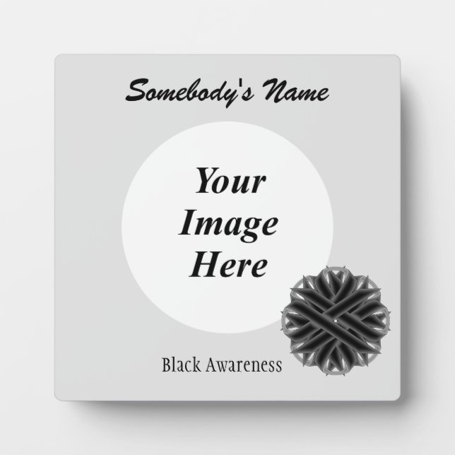 Black Flower Ribbon Template by Kenneth Yoncich Plaque (Front)