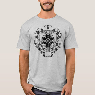 Black Flower Shield Swirly T-Shirt
