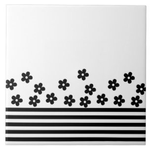 Black Flower Tile