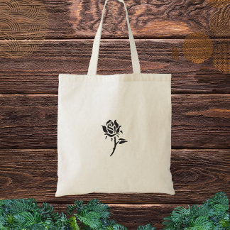 Black flower  tote bag