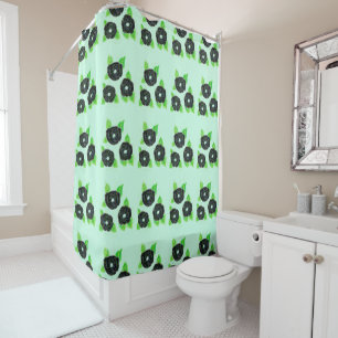 Black Flowered Shower Curtain