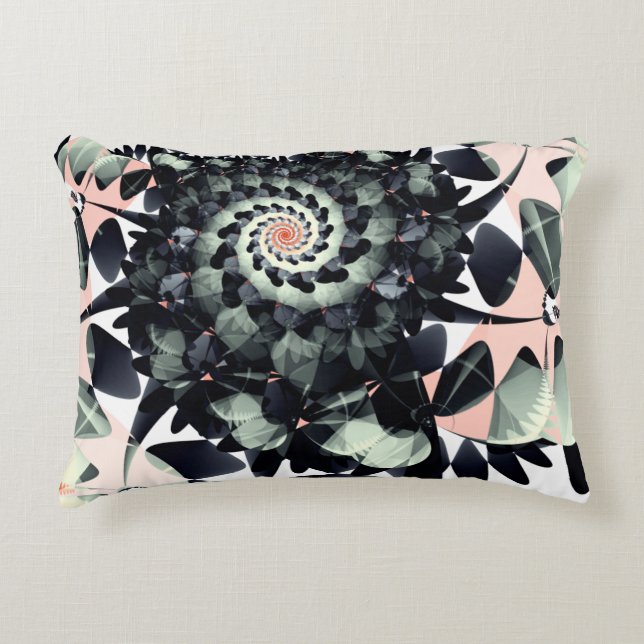 Black Flowers Abstract Decorative Cushion (Front)