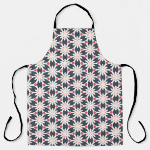 Black Flowers and Pink Spots Pattern Apron