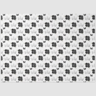 Black Flowers and Silver Crowns Tissue Paper