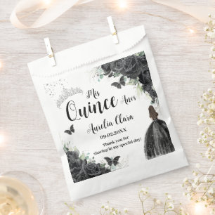 Black Flowers Butterflies Girl Dress Quinceanera Favour Bags