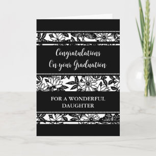 Black Flowers Daughter Congratulations Graduation Card