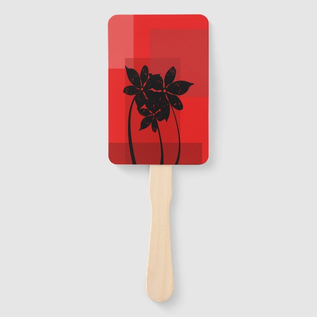 Black flowers hand fan (Front)