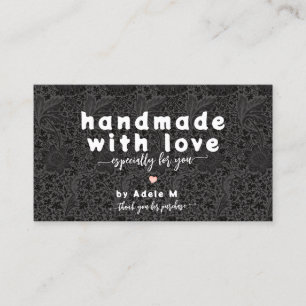 Black Flowers Handmade Logo QR Code Thank You Business Card