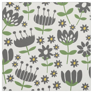 Black Flowers Pattern Fabric