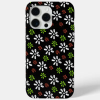Black Flowers Pattern iPhone 15 Pro Max Case