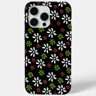 Black Flowers Pattern iPhone 15 Pro Max Case