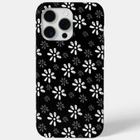 Black Flowers Pattern iPhone 15 Pro Max Case