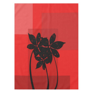 Black flowers tablecloth
