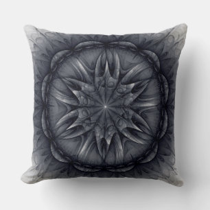 Black flowery spiritual pattern cushion