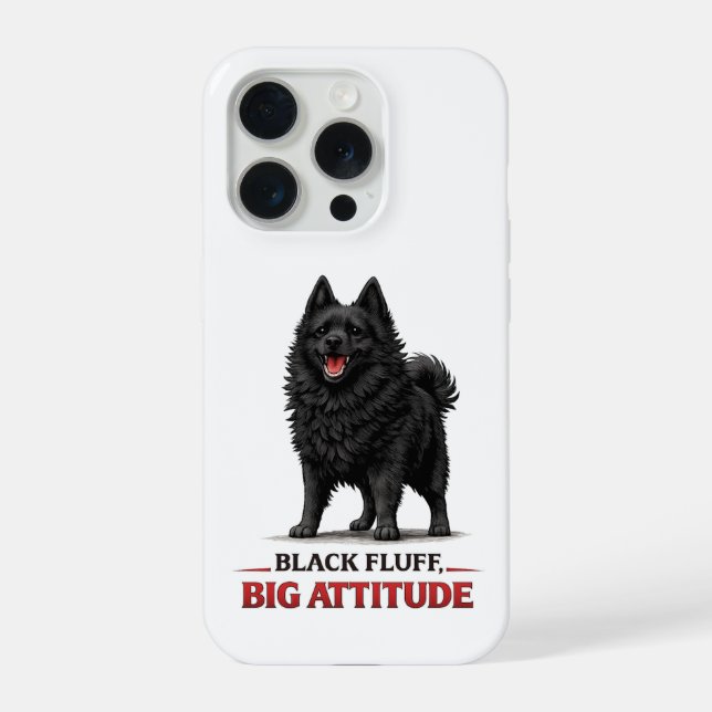 Black Fluff, Big Attitude Schipperke iPhone Case (Back)