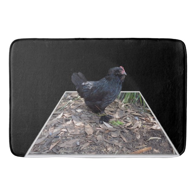 Black Fluffy Chicken Pop Out Memory Bath Foam Mat. Mat (Front)