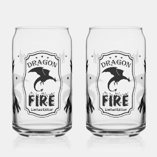 Black Flying Dragons Gothic Fantasy Drinkware Can Glass