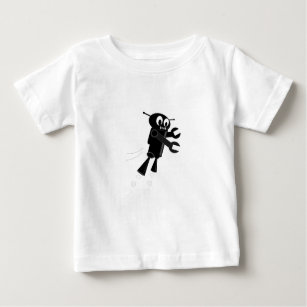Black Flying Robot Baby T-Shirt