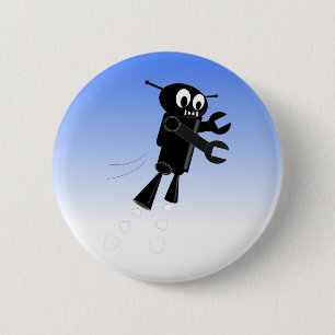 Black Flying Robot Blue Sky Background 6 Cm Round Badge