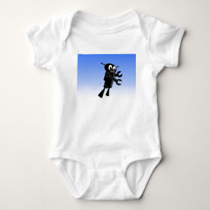 Black Flying Robot Blue Sky Background Baby Bodysuit