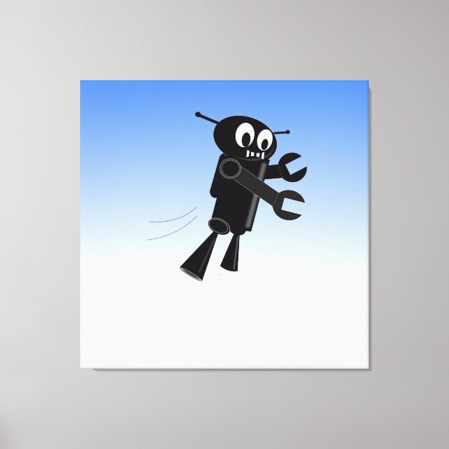 Black Flying Robot Canvas Print (Front)