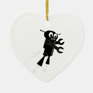 Black Flying Robot Ceramic Tree Decoration