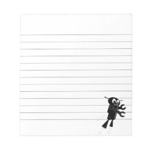 Black Flying Robot Custom Lined Notepad