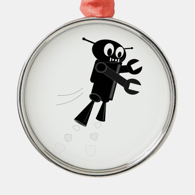 Black Flying Robot Metal Tree Decoration (Front)