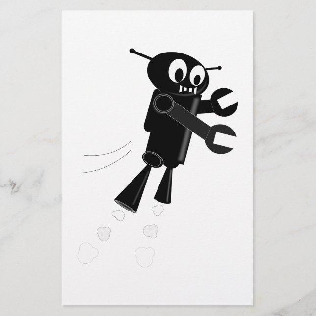 Black Flying Robot Stationery (Front)