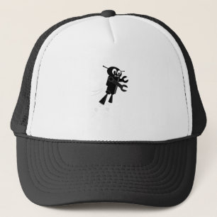 Black Flying Robot Trucker Hat