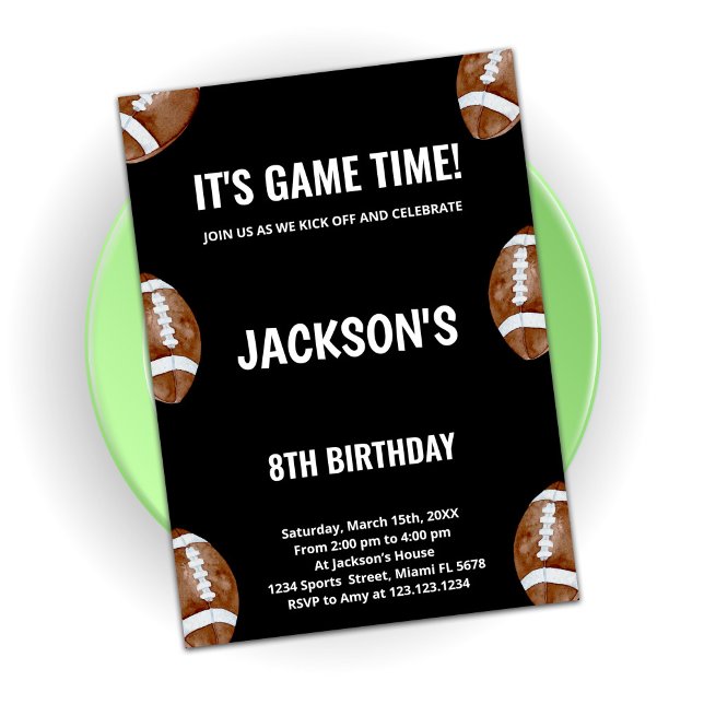 Black Football Birthday Invitations (Creator Uploaded)